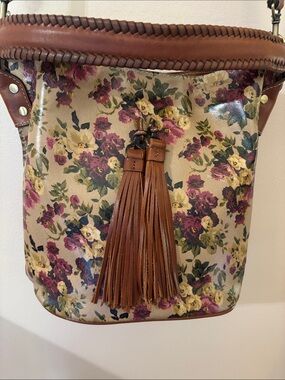 Patricia Nash Floral Tassel Shoulder Bag in Brown and Multi-Color